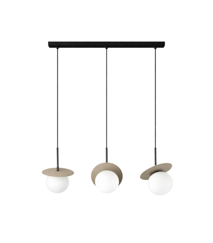 Aura Bar Pendant Ceiling Light Black Beige White Glass Shade 3x E27-1