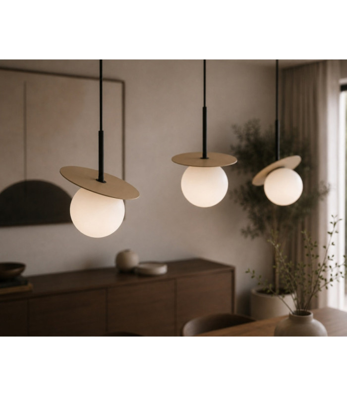 Aura Bar Pendant Ceiling Light Black Beige White Glass Shade 3x E27-3