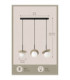 Aura Bar Pendant Ceiling Light Black Beige White Glass Shade 3x E27-4