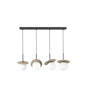 Aura Bar Pendant Ceiling Light Black Beige White Glass Shade 4x E27-1