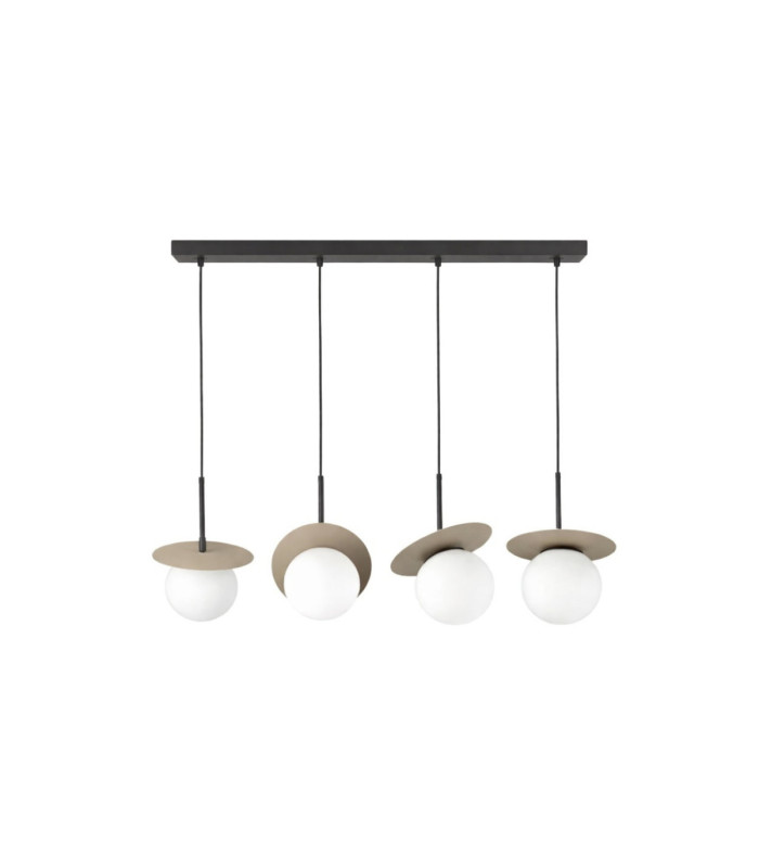 Aura Bar Pendant Ceiling Light Black Beige White Glass Shade 4x E27-1