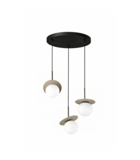 Aura Cluster Pendant Ceiling Light Black Beige White Glass Shade 3x E27-1
