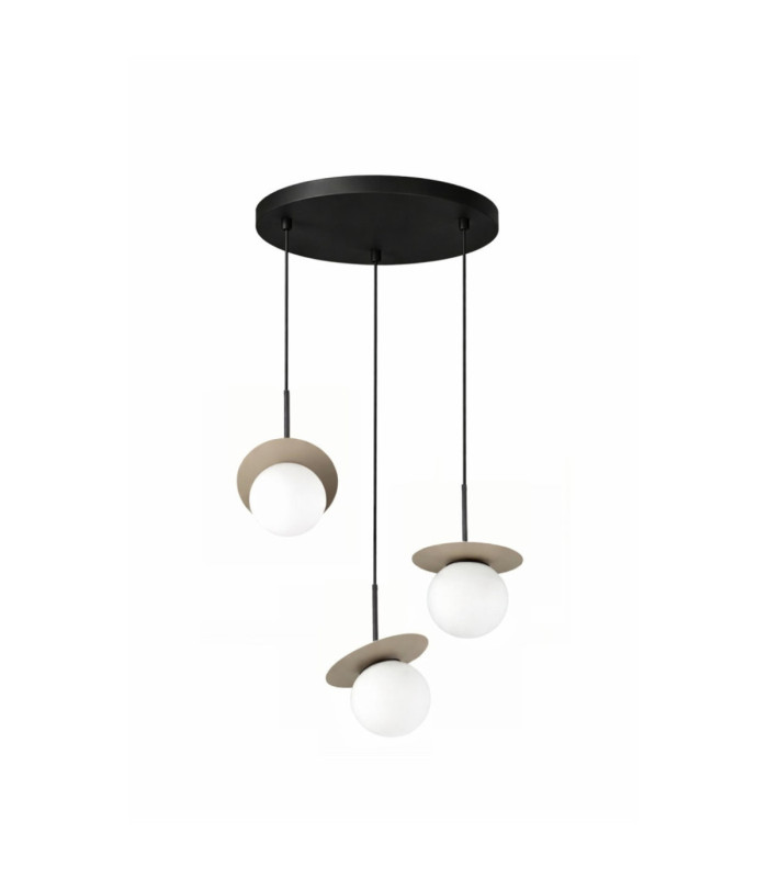Aura Cluster Pendant Ceiling Light Black Beige White Glass Shade 3x E27-1