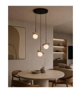 Aura Cluster Pendant Ceiling Light Black Beige White Glass Shade 3x E27-2