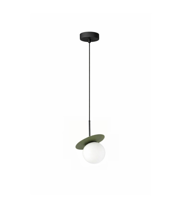 Aura Globe Pendant Ceiling Light Black Green White Glass Shade 1x E27-1