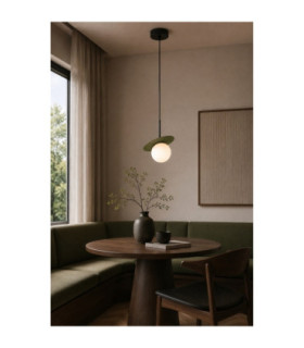 Aura Globe Pendant Ceiling Light Black Green White Glass Shade 1x E27-2