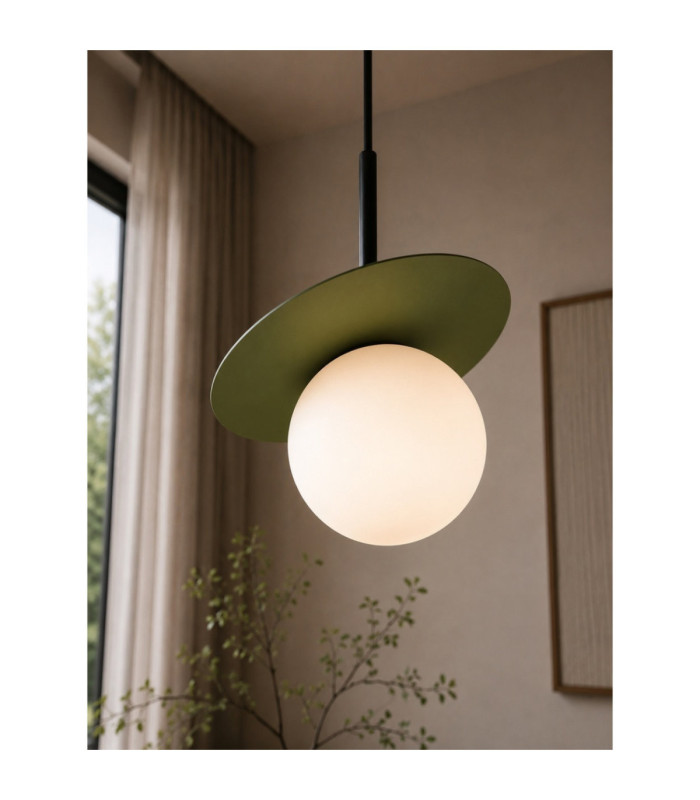 Aura Globe Pendant Ceiling Light Black Green White Glass Shade 1x E27-3