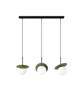 Aura Bar Pendant Ceiling Light Black Green White Glass Shade 3x E27-1