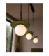 Aura Bar Pendant Ceiling Light Black Green White Glass Shade 3x E27-3