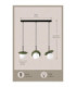 Aura Bar Pendant Ceiling Light Black Green White Glass Shade 3x E27-4