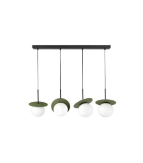 Aura Bar Pendant Ceiling Light Black Green White Glass Shade 4x E27-1