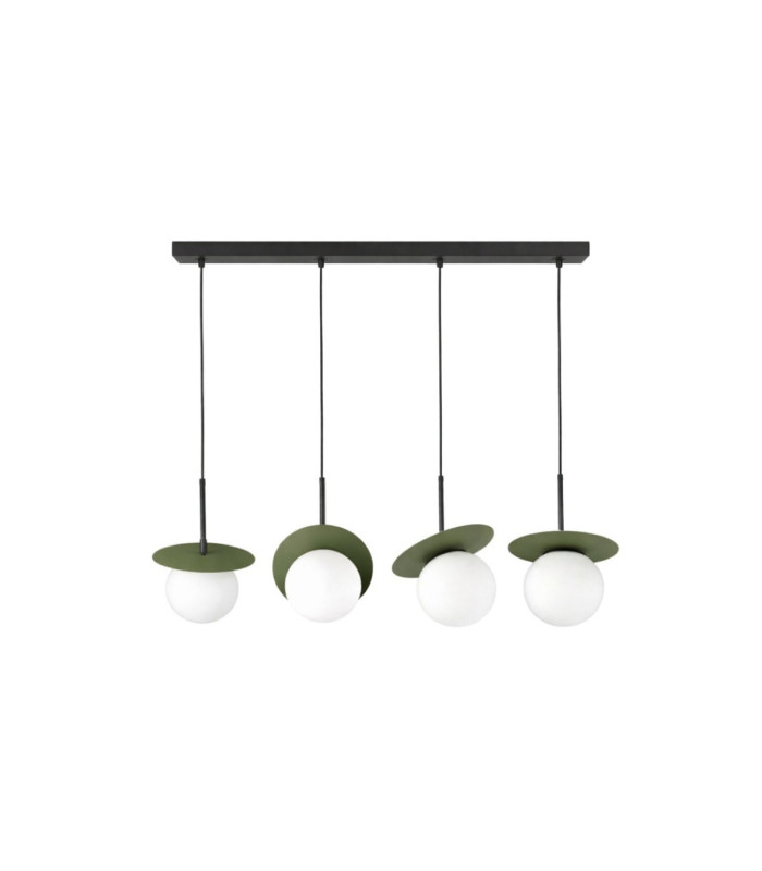 Aura Bar Pendant Ceiling Light Black Green White Glass Shade 4x E27-1
