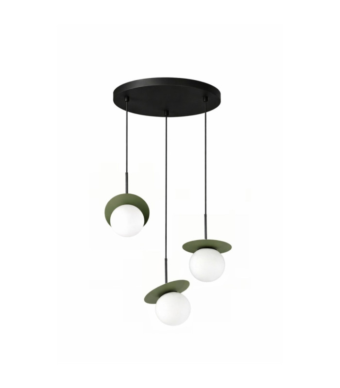 Aura Cluster Pendant Ceiling Light Black Green White Glass Shade 3x E27-1
