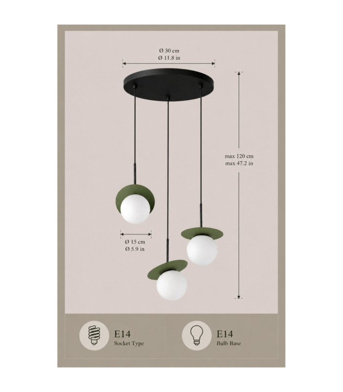 Aura Cluster Pendant Ceiling Light Black Green White Glass Shade 3x E27-4