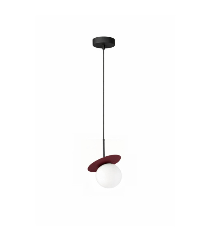 Aura Globe Pendant Ceiling Light Black Burgundy White Glass Shade 1x E27-1