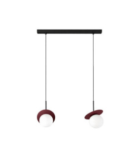 Aura Bar Pendant Ceiling Light Black Burgundy White Glass Shade 2x E27-1