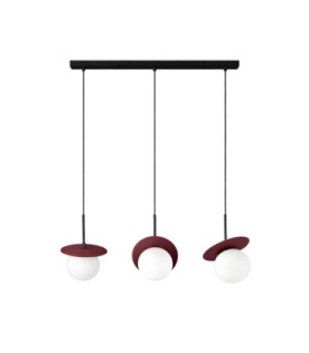 Aura Bar Pendant Ceiling Light Black Burgundy White Glass Shade 3x E27-1