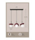 Aura Bar Pendant Ceiling Light Black Burgundy White Glass Shade 3x E27-4
