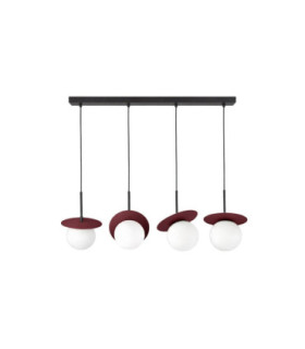 Aura Bar Pendant Ceiling Light Black Burgundy White Glass Shade 4x E27-1