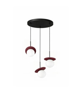 Aura Cluster Pendant Ceiling Light Black Burgundy White Glass Shade 3x E27-1