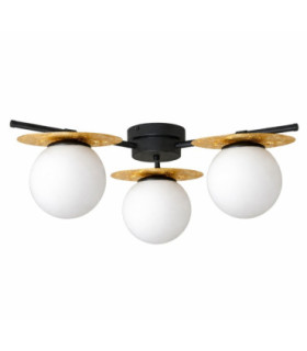 Luma Globe Ceiling Light Black Gold White Glass Shade 3x E27-1
