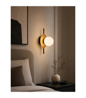 Luma Globe Wall Lights Black Gold White Glass Shade 1x E27-2