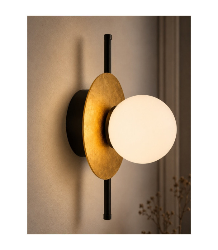 Luma Globe Wall Lights Black Gold White Glass Shade 1x E27-3
