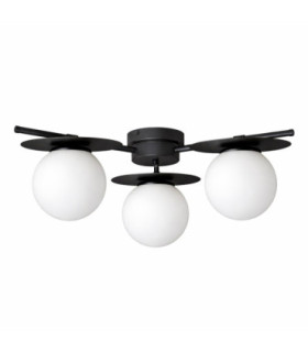 Luma Globe Ceiling Light Black White Glass Shade 3x E27-1