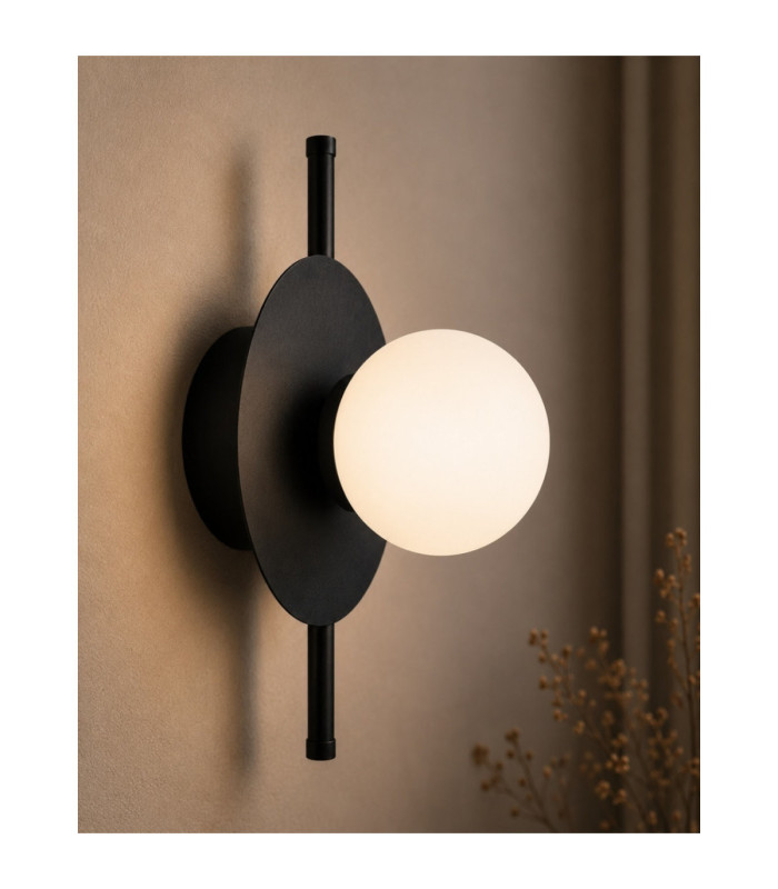 Luma Globe Wall Lights Black White Glass Shade 1x E27-3