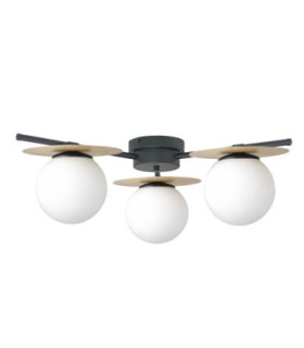 Luma Globe Ceiling Light Black Beige White Glass Shade 3x E27-1