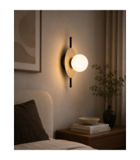 Luma Globe Wall Lights Black Beige White Glass Shade 1x E27-2