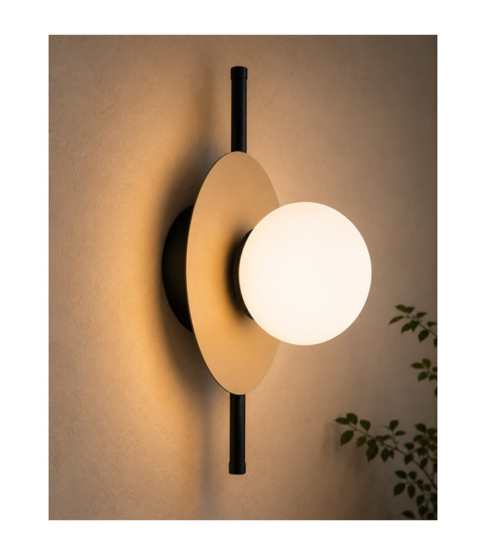 Luma Globe Wall Lights Black Beige White Glass Shade 1x E27-3