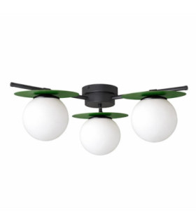 Luma Globe Ceiling Light Black Green White Glass Shade 3x E27-1