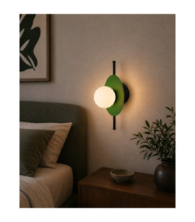 Luma Globe Wall Lights Black Green White Glass Shade 1x E27-2