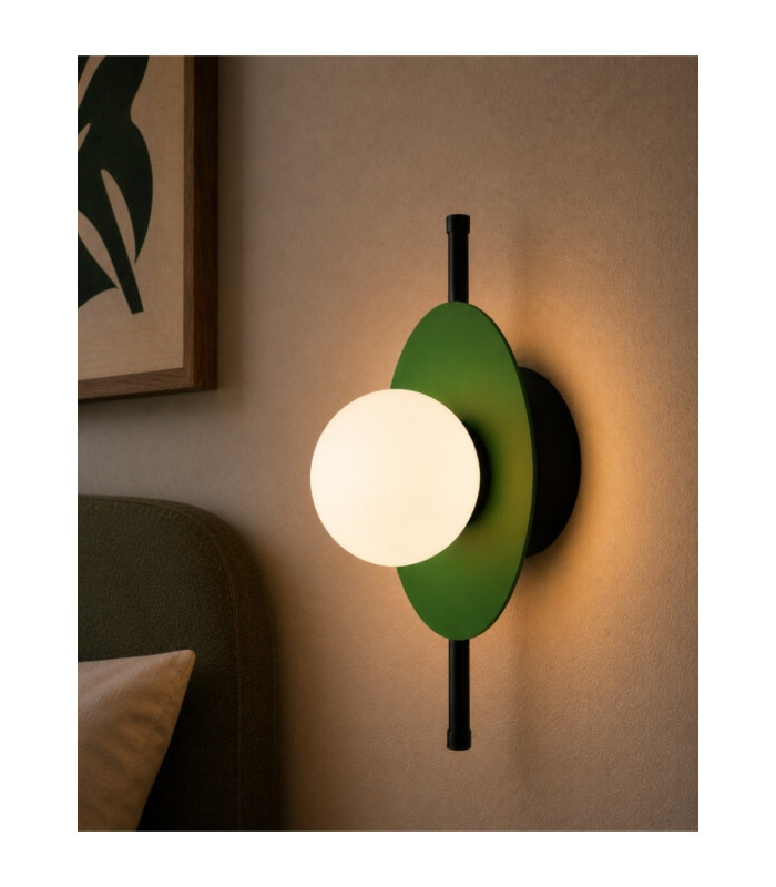 Luma Globe Wall Lights Black Green White Glass Shade 1x E27-3