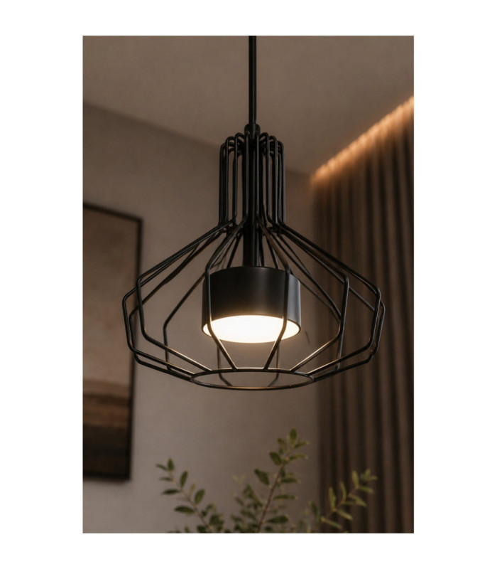 Axia Wire Frame Pendant Ceiling Light Black 1x GX53-3