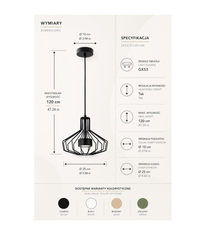 Axia Wire Frame Pendant Ceiling Light Black 1x GX53-4