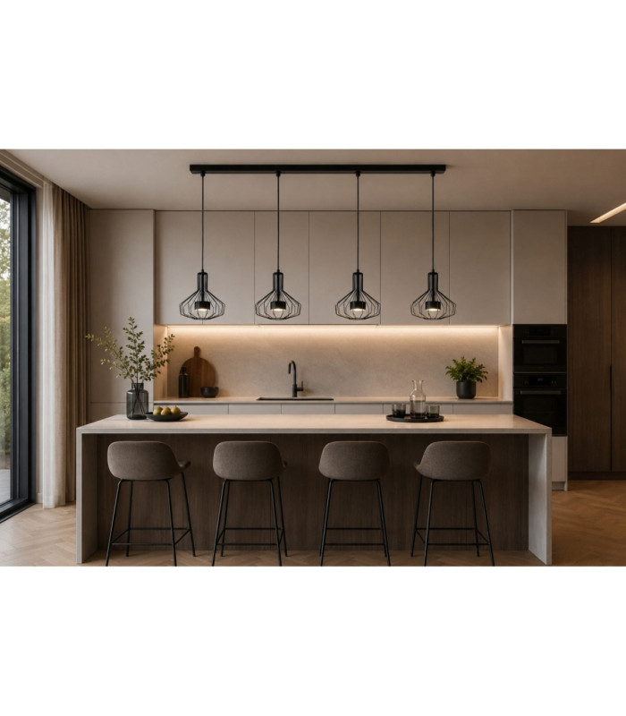 Axia Bar Pendant Ceiling Light Black 4x GX53-2