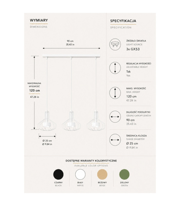 Axia Bar Pendant Ceiling Light White 3x GX53-4
