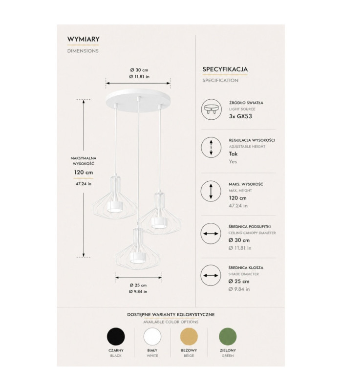 Axia Cluster Pendant Ceiling Light White 3x GX53-4