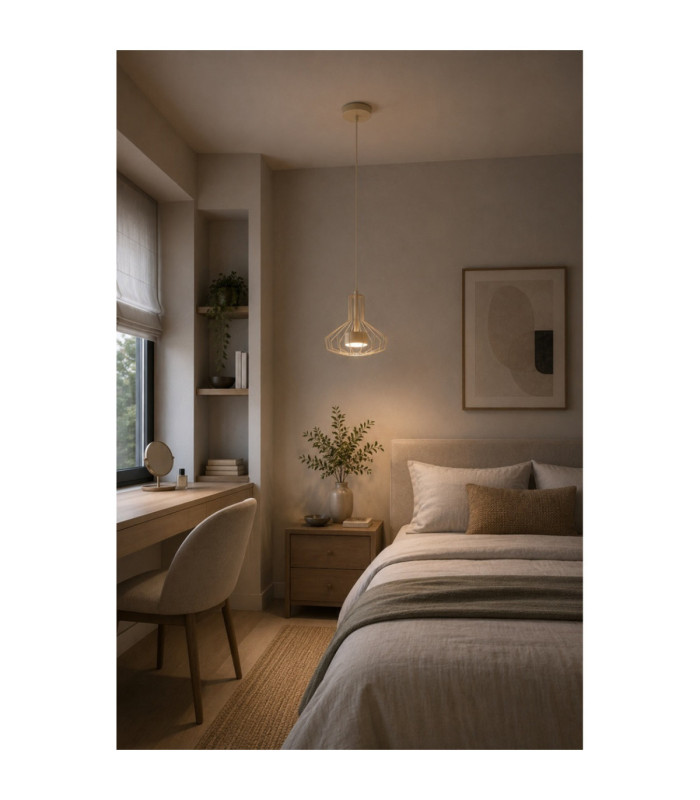 Axia Wire Frame Pendant Ceiling Light Beige 1x GX53-2