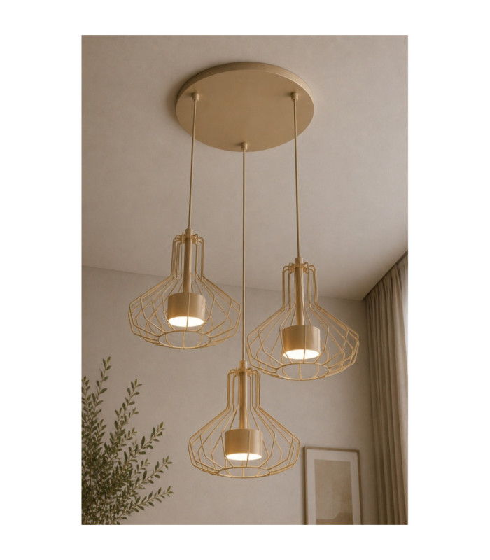 Axia Cluster Pendant Ceiling Light Beige 3x GX53-3
