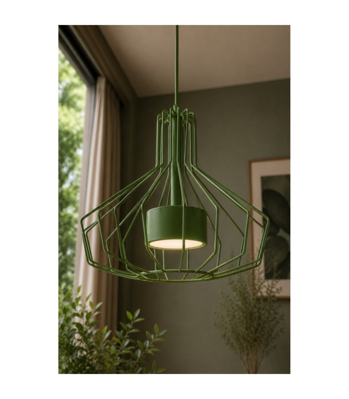 Axia Wire Frame Pendant Ceiling Light Green 1x GX53-3