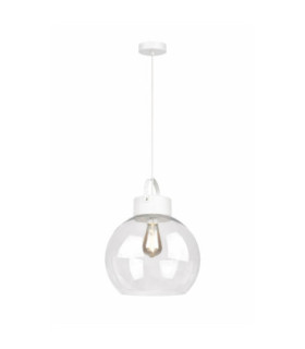Hanson Dome Pendant Ceiling Light White Clear Glass Shade 1x E27-1