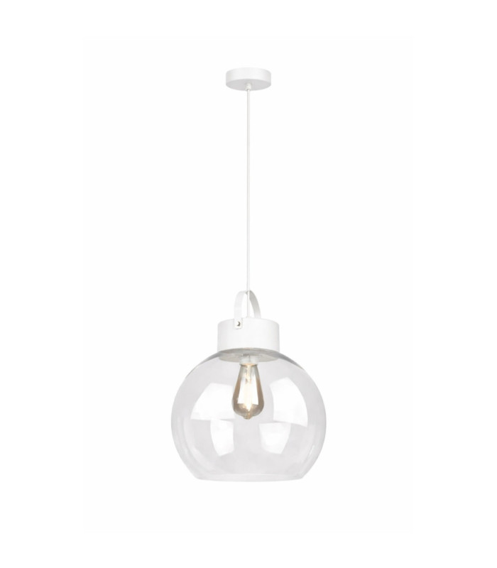 Hanson Dome Pendant Ceiling Light White Clear Glass Shade 1x E27-1