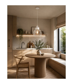 Hanson Dome Pendant Ceiling Light White Clear Glass Shade 1x E27-2