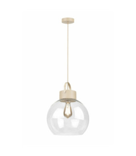Hanson Dome Pendant Ceiling Light Beige Clear Glass Shade 1x E27-1