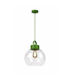 Hanson Dome Pendant Ceiling Light Green Clear Glass Shade 1x E27-1