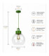 Hanson Dome Pendant Ceiling Light Green Clear Glass Shade 1x E27-4