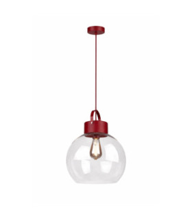 Hanson Dome Pendant Ceiling Light Burgundy Clear Glass Shade 1x E27-1
